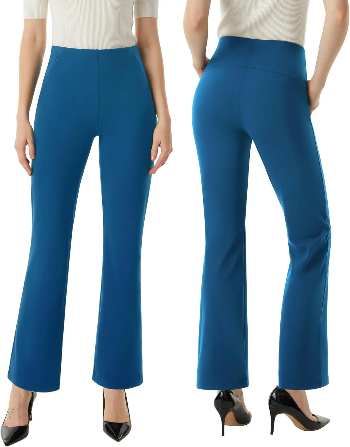 AFITNE Women’s Yoga Dress Pants High Waisted Stretchy Straight Leg Business Casual Pants with Pockets Pull On Work Slacks