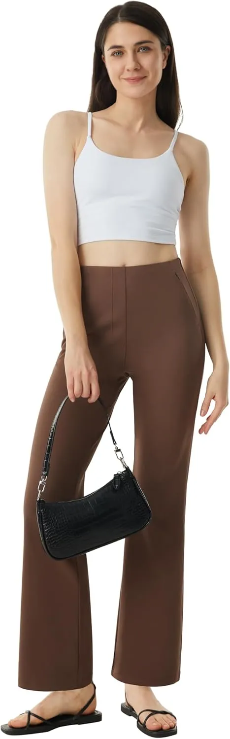 AFITNE Women’s Yoga Dress Pants High Waisted Stretchy Straight Leg Business Casual Pants with Pockets Pull On Work Slacks