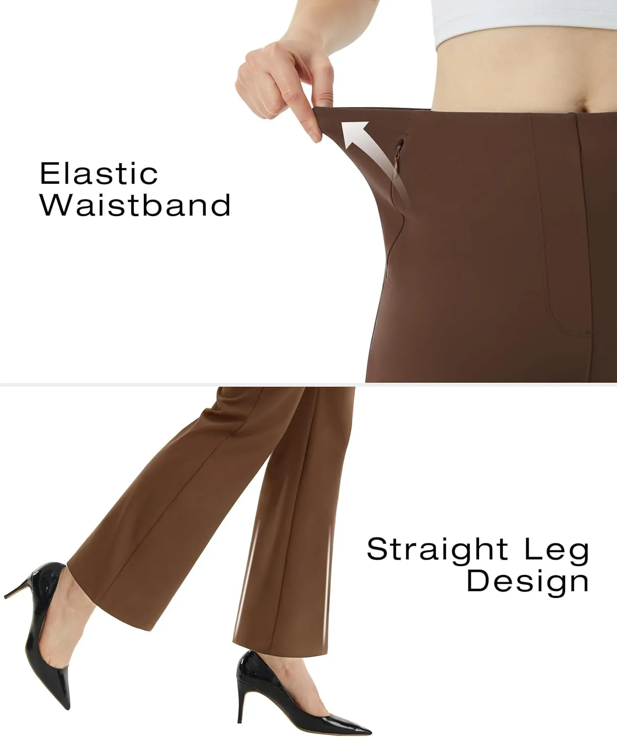 AFITNE Women’s Yoga Dress Pants High Waisted Stretchy Straight Leg Business Casual Pants with Pockets Pull On Work Slacks