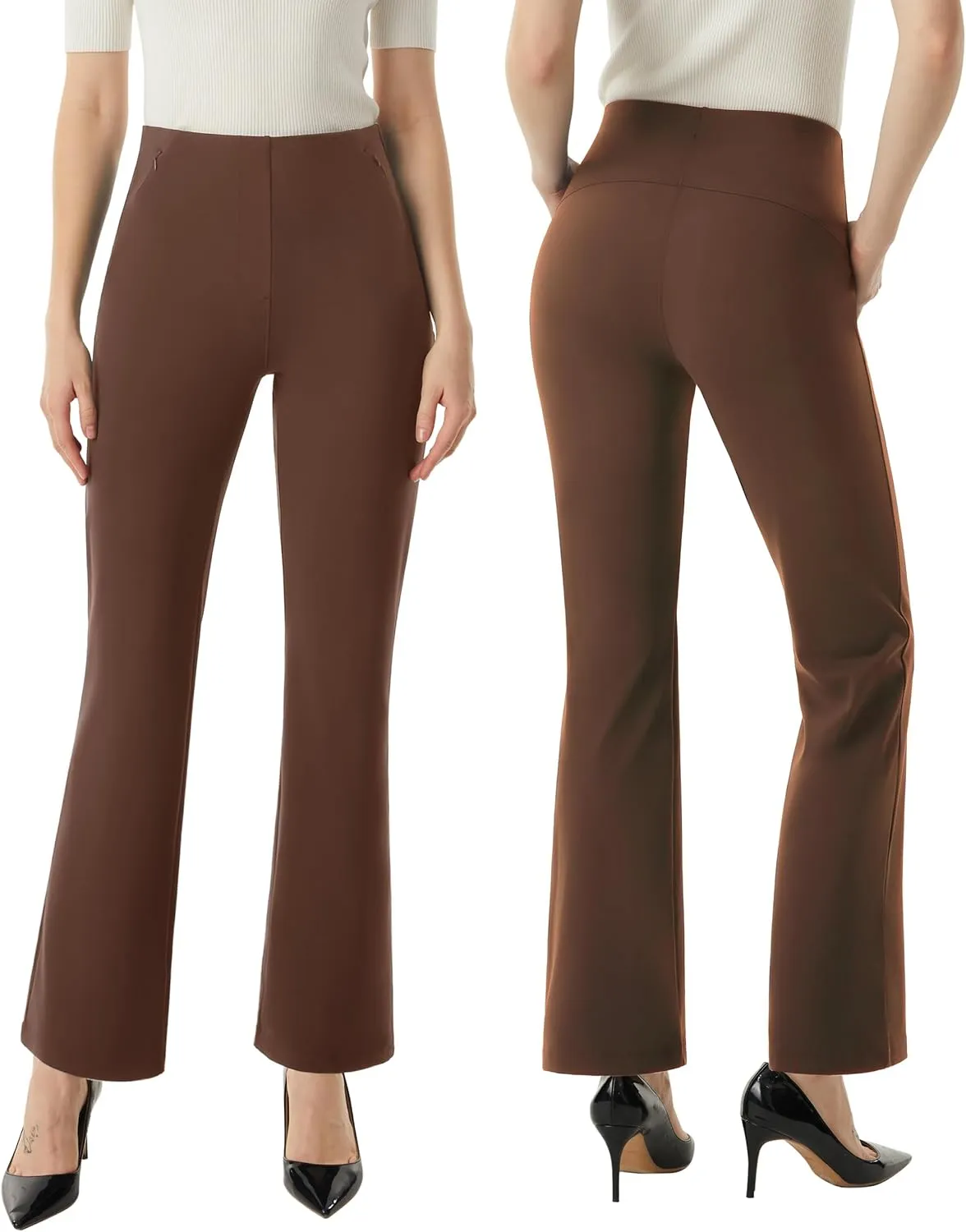AFITNE Women’s Yoga Dress Pants High Waisted Stretchy Straight Leg Business Casual Pants with Pockets Pull On Work Slacks