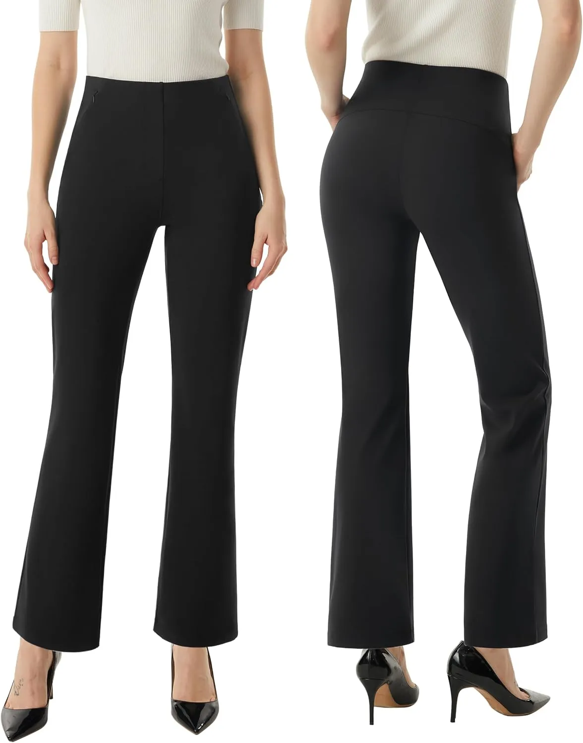 AFITNE Women’s Yoga Dress Pants High Waisted Stretchy Straight Leg Business Casual Pants with Pockets Pull On Work Slacks