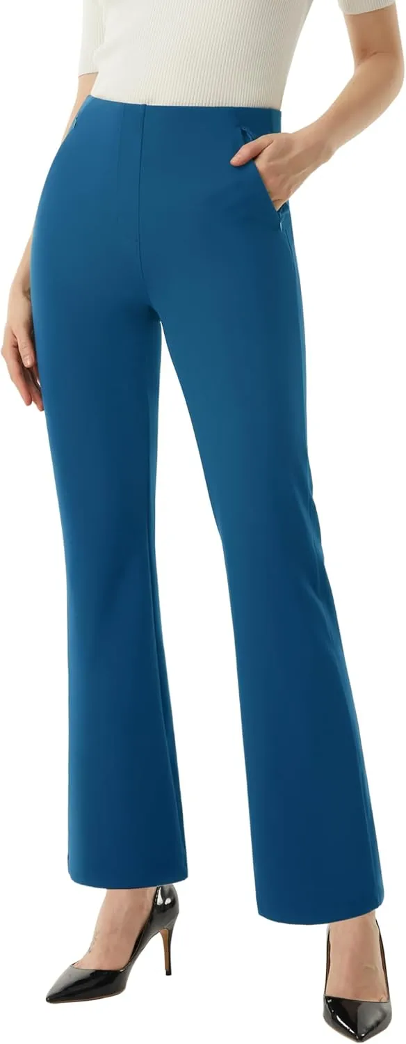 AFITNE Women’s Yoga Dress Pants High Waisted Stretchy Straight Leg Business Casual Pants with Pockets Pull On Work Slacks