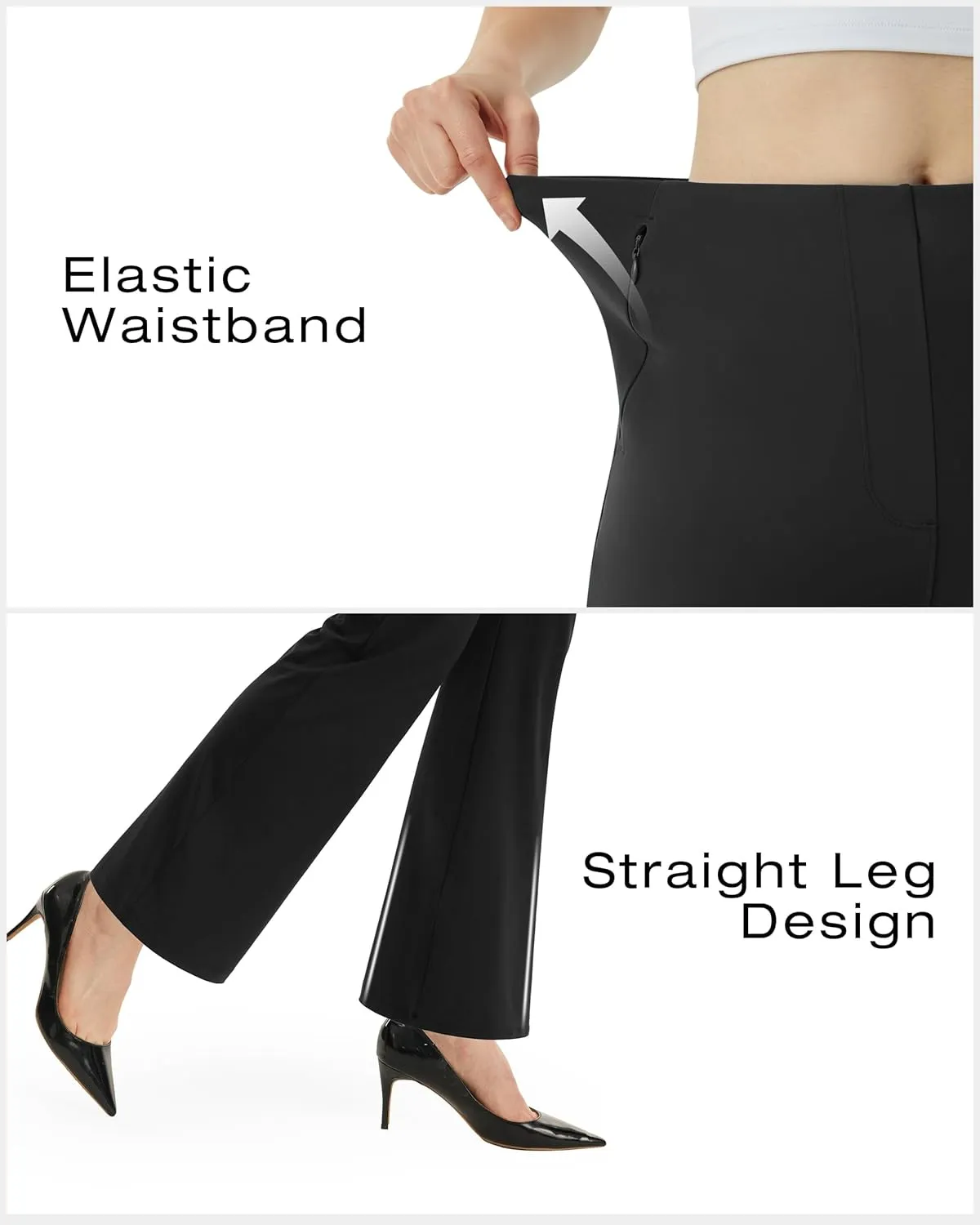 AFITNE Women’s Yoga Dress Pants High Waisted Stretchy Straight Leg Business Casual Pants with Pockets Pull On Work Slacks