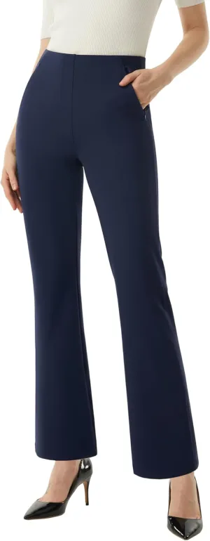 AFITNE Women’s Yoga Dress Pants High Waisted Stretchy Straight Leg Business Casual Pants with Pockets Pull On Work Slacks