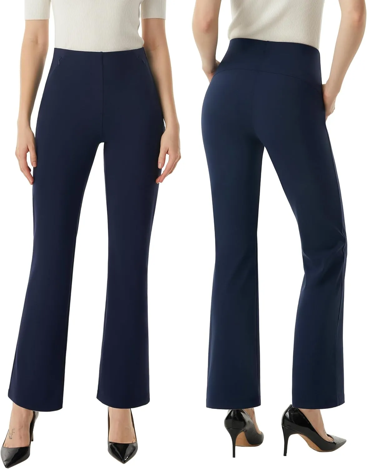 AFITNE Women’s Yoga Dress Pants High Waisted Stretchy Straight Leg Business Casual Pants with Pockets Pull On Work Slacks