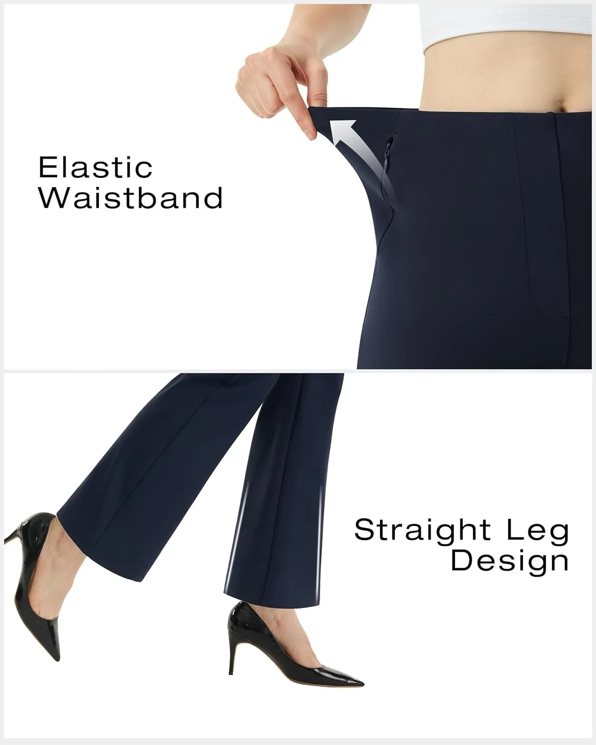 AFITNE Women’s Yoga Dress Pants High Waisted Stretchy Straight Leg Business Casual Pants with Pockets Pull On Work Slacks