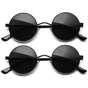 AIEYEZO Round Lennon Glasses Round Polarized Sunglasses for Women Men Small Circle Sunnies (Gold/Ocean Red   Gold/Ocean Red)