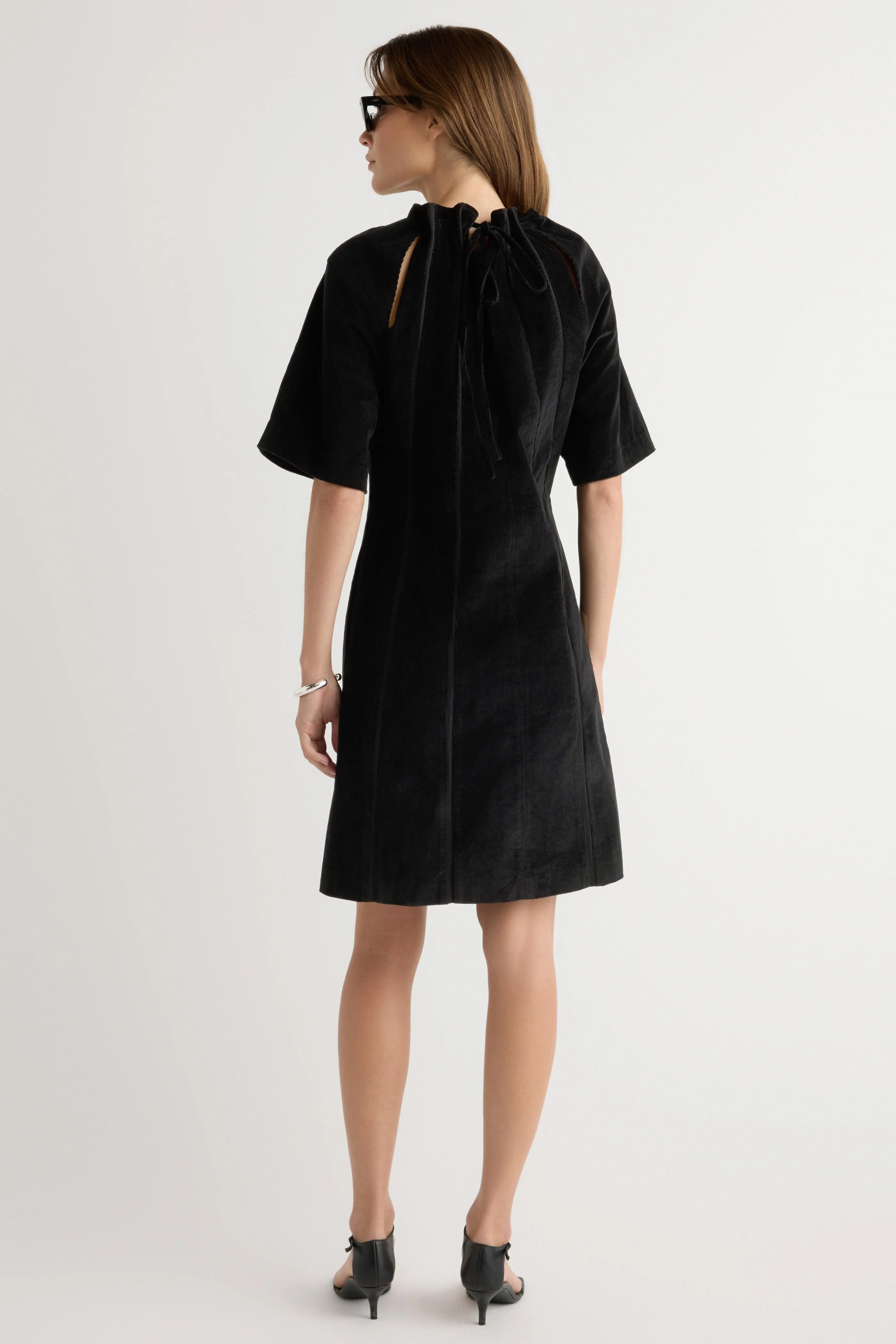 Classic Layer Aika Back-Tie Corduroy Mini Dress