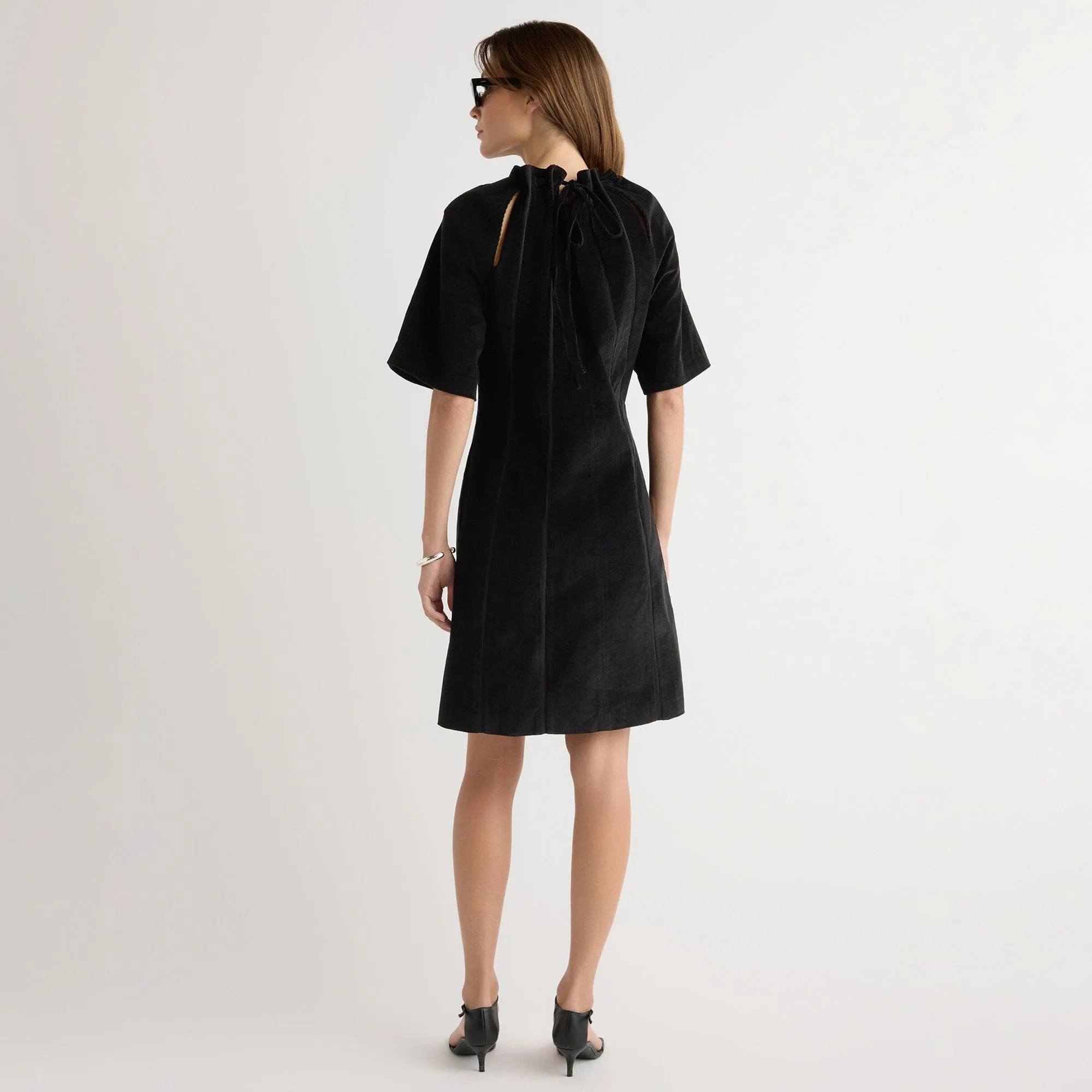 Aika Back-Tie Corduroy Mini Dress luxe feel Light Wear