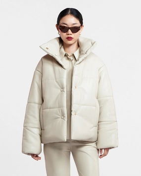 connected Hide - Okobor? Alt-Leather Puffer Jacket - Creme