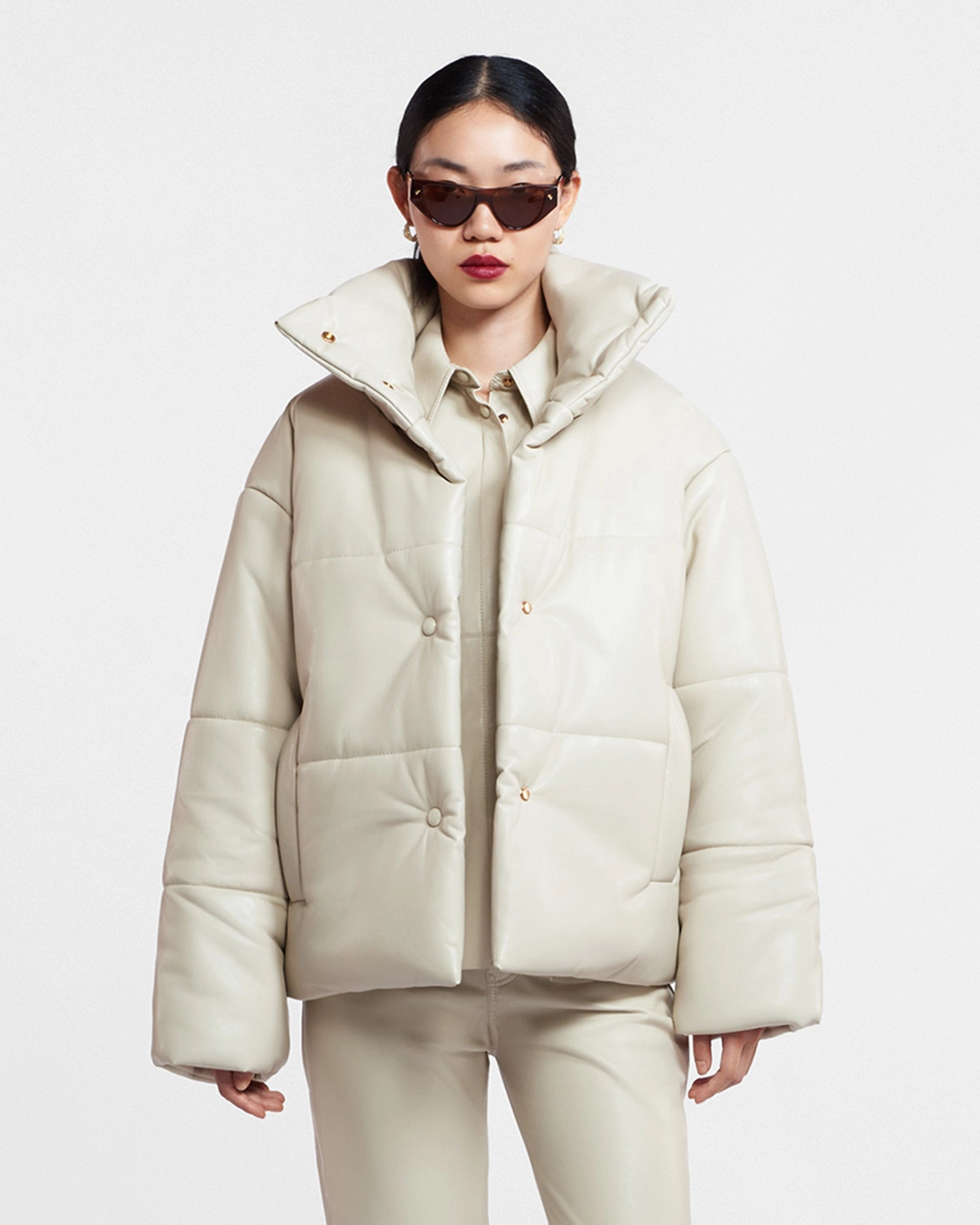 connected Hide - Okobor? Alt-Leather Puffer Jacket - Creme