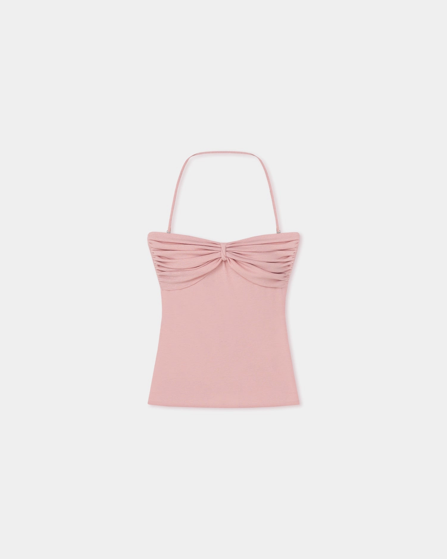 Rissa - Halter Neck Mesh Jersey Top - Pink Reinforced Hem Stitching Laser Cut Edges