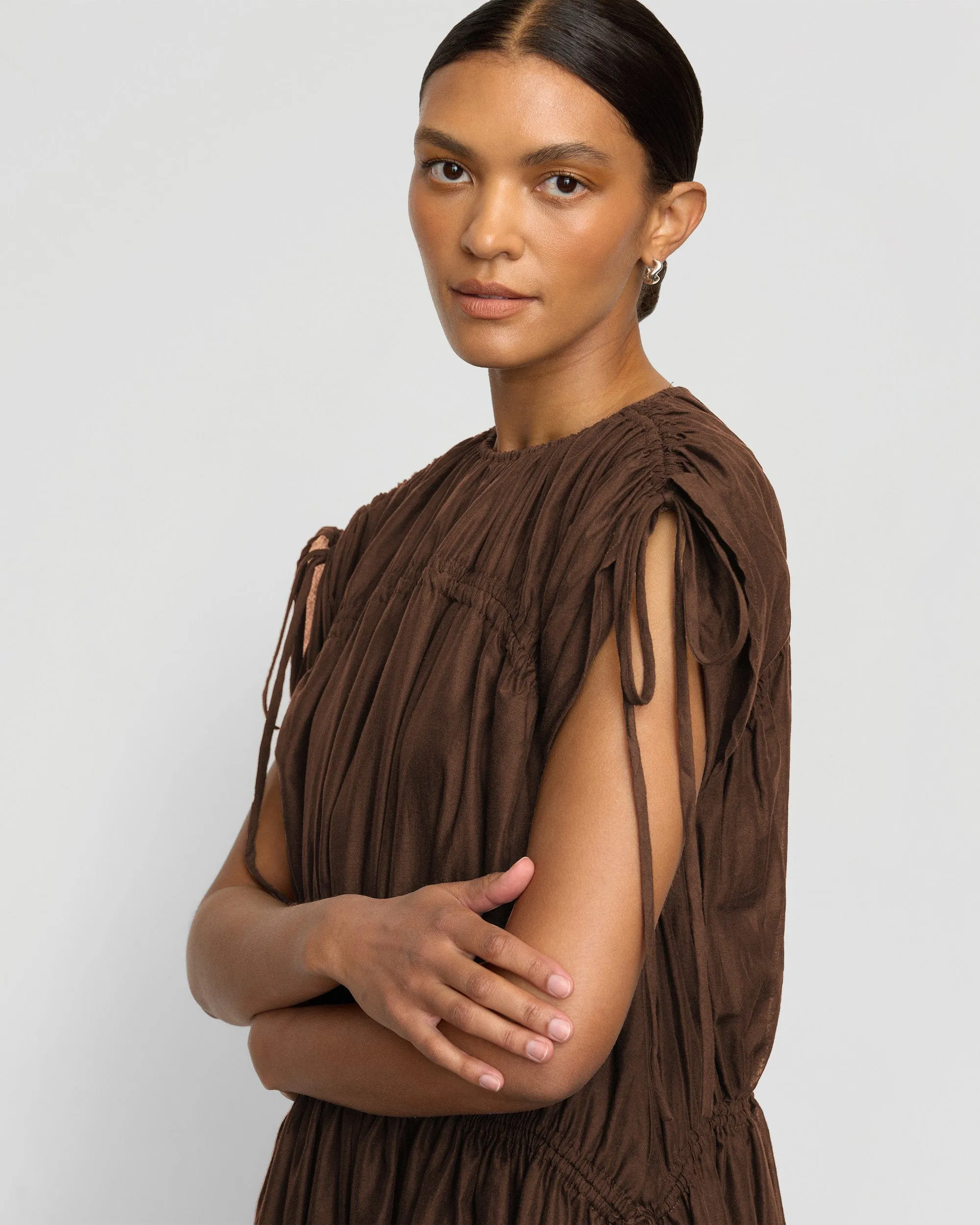 Muted Tones Akemi Tie-Shoulder Organic Cotton Dress