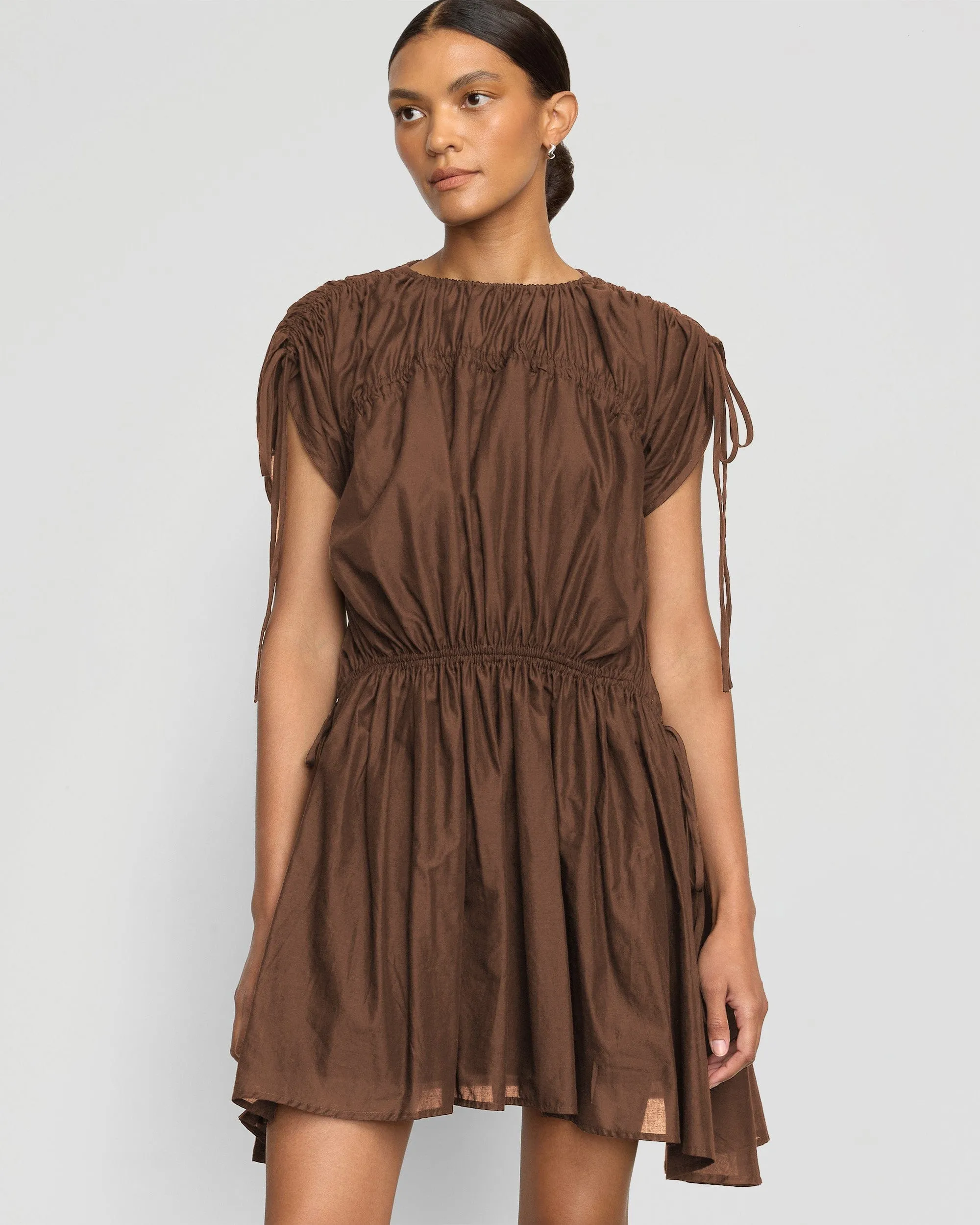 Soft and Stylish polka-dot Akemi Tie-Shoulder Organic Cotton Dress