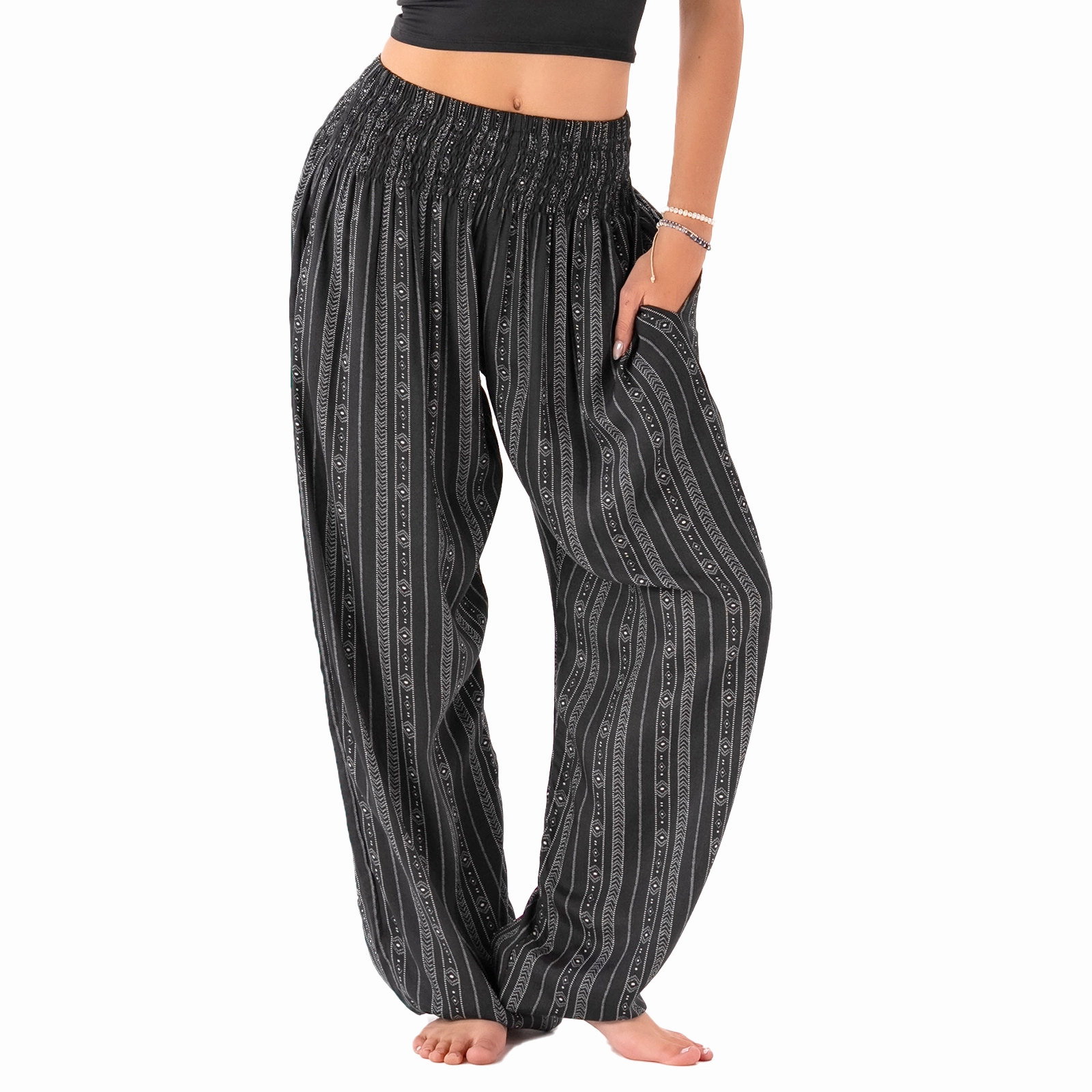 Akha Tribal Print Harem Pants Flexible Movement Seasonless wear
