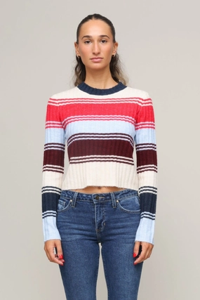 Weekend Vibes Drop Shoulder Style Alaina Stripe Sweater