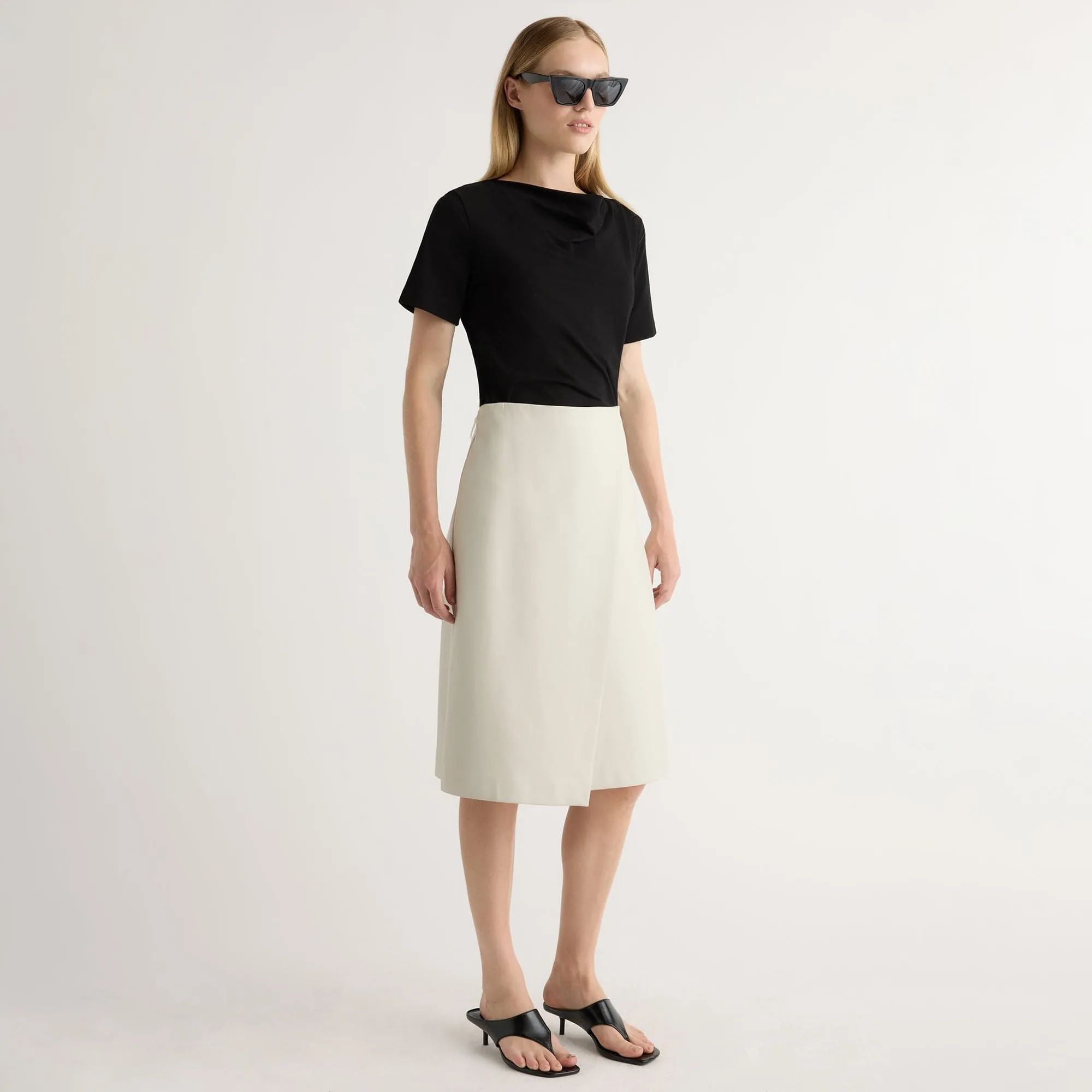 Alba Asymmetric Vegan Leather Skirt Textured Surface