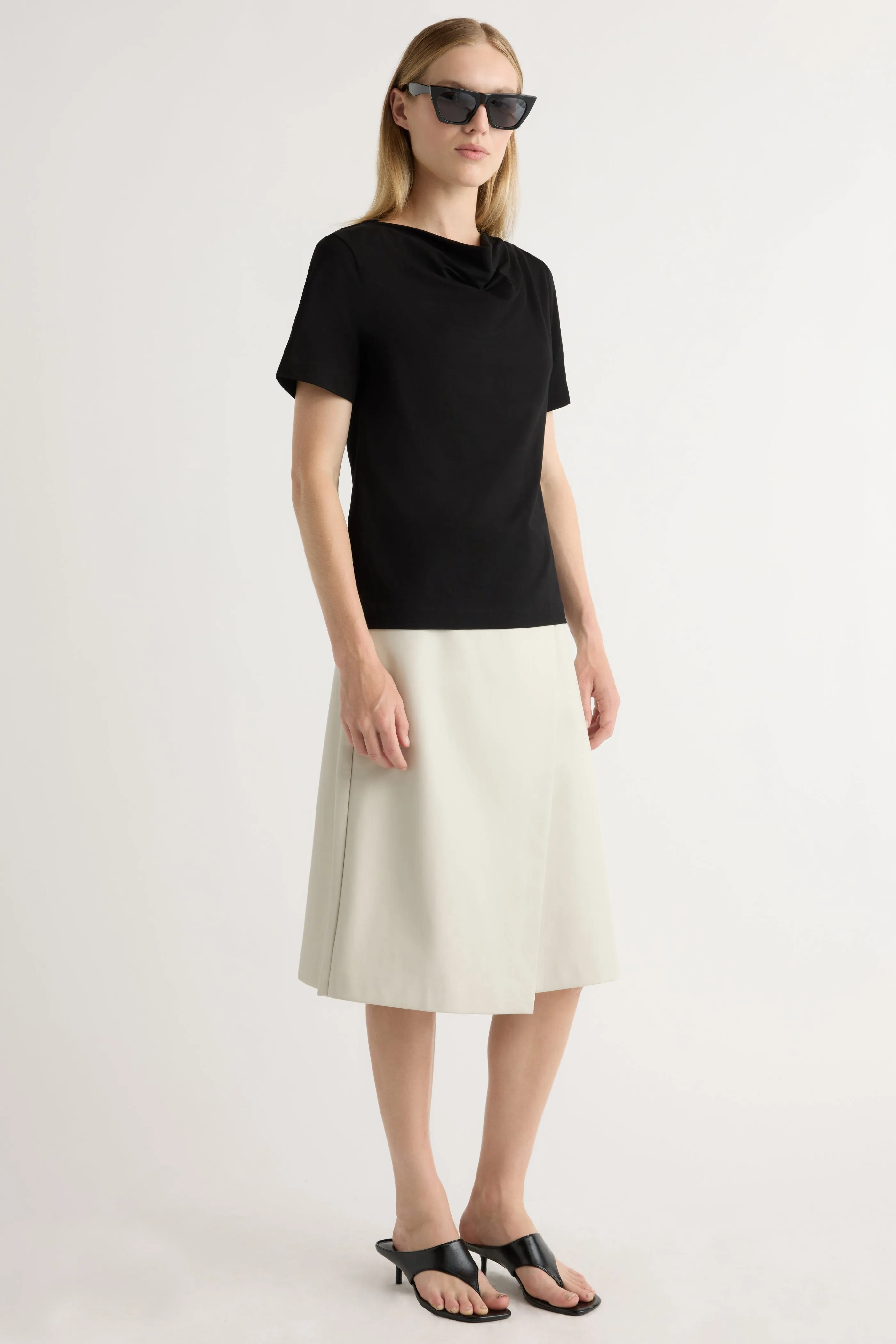 Alba Asymmetric Vegan Leather Skirt Polished Fit