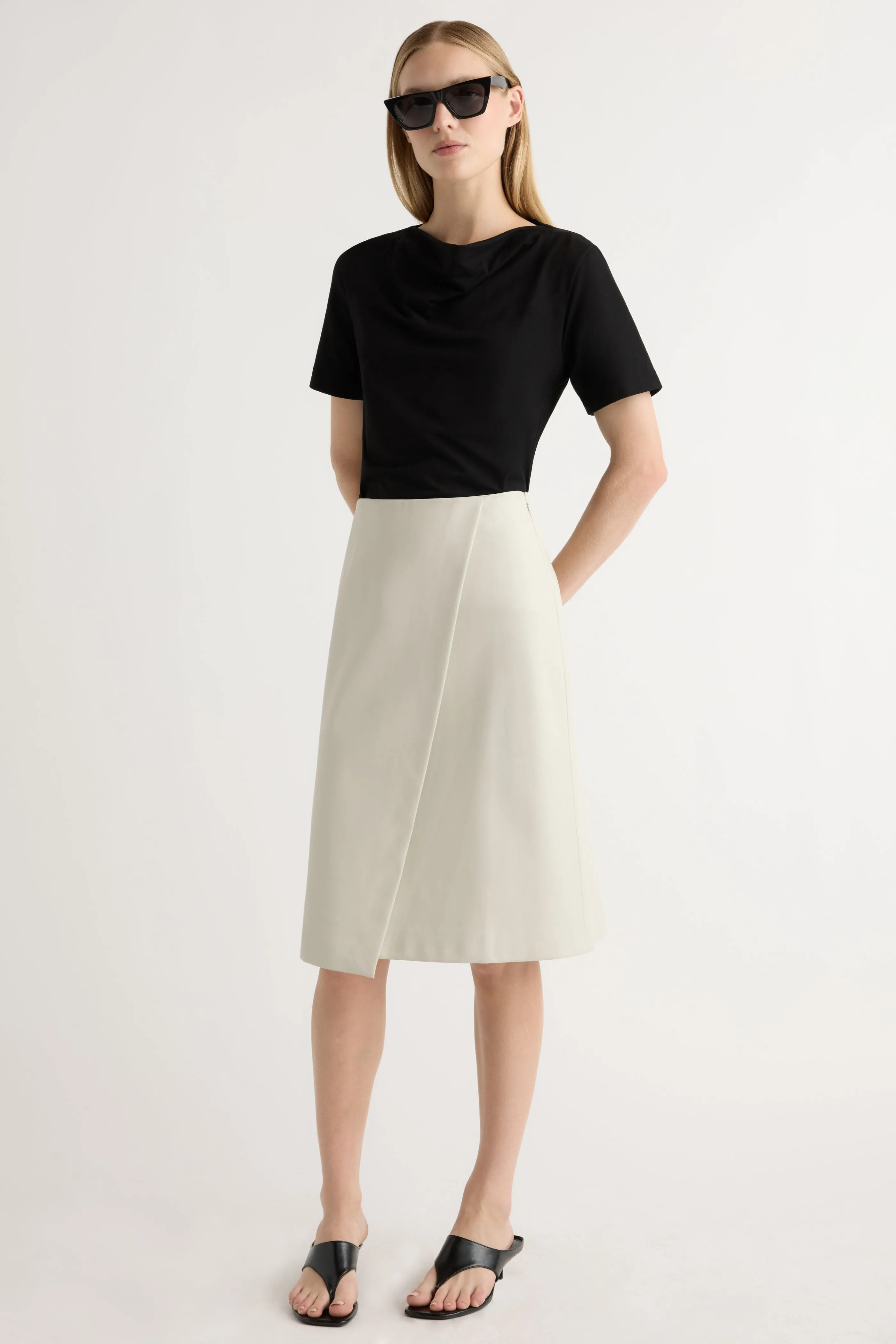 Adjustable Hem Subtle Shimmer Alba Asymmetric Vegan Leather Skirt