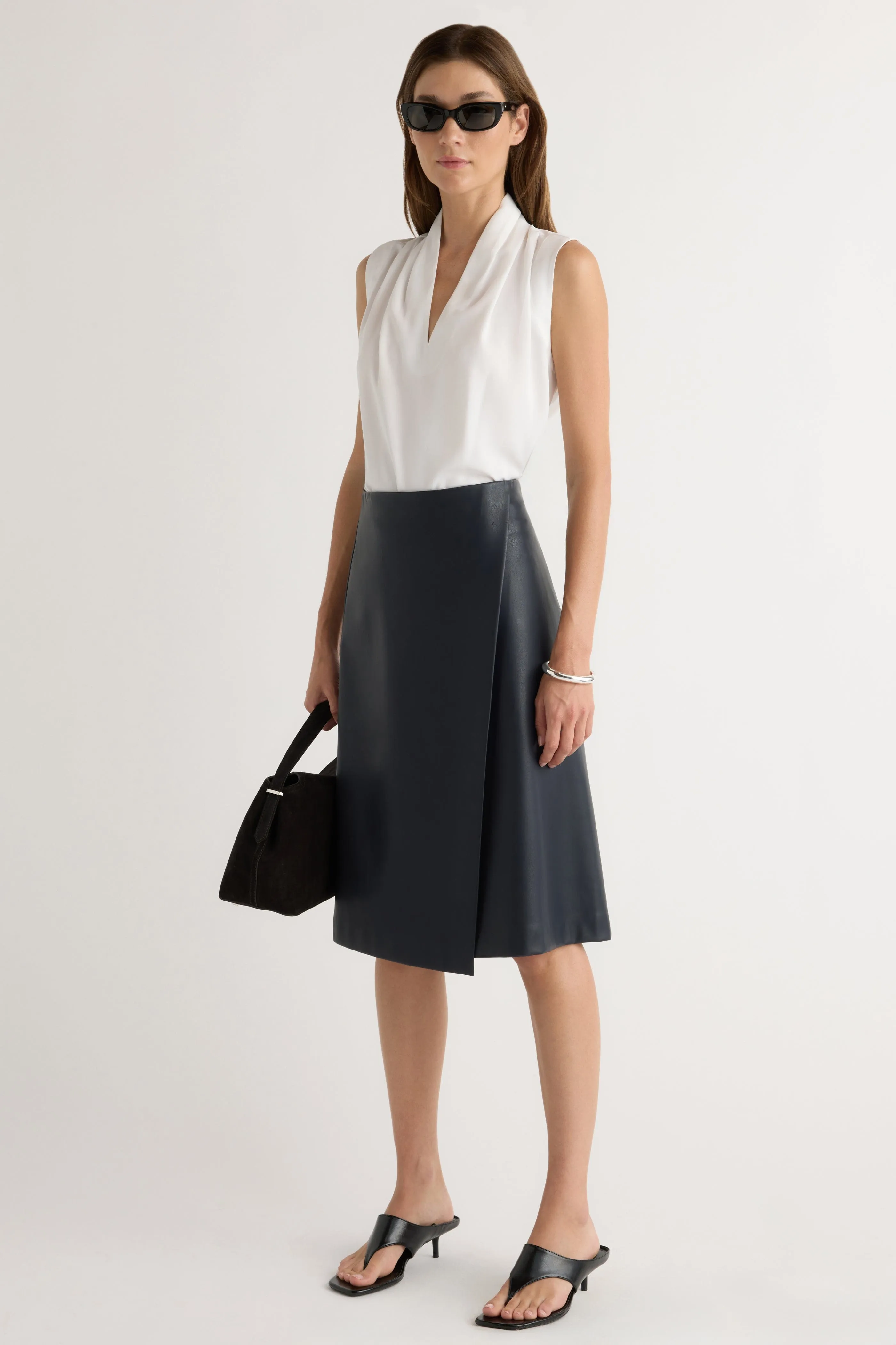 Family Celebration gentle style Alba Asymmetric Vegan Leather Skirt