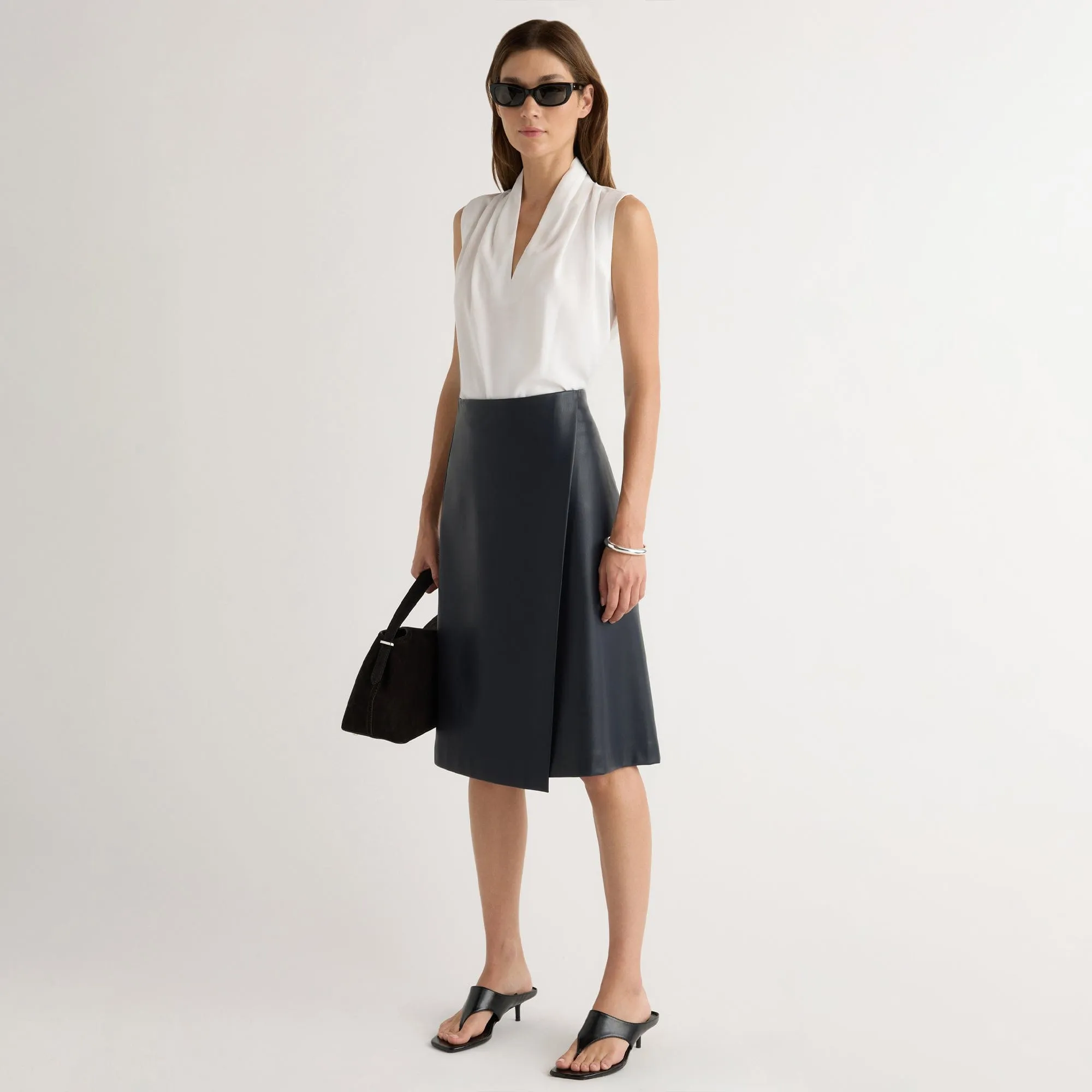 Modern Combo Alba Asymmetric Vegan Leather Skirt