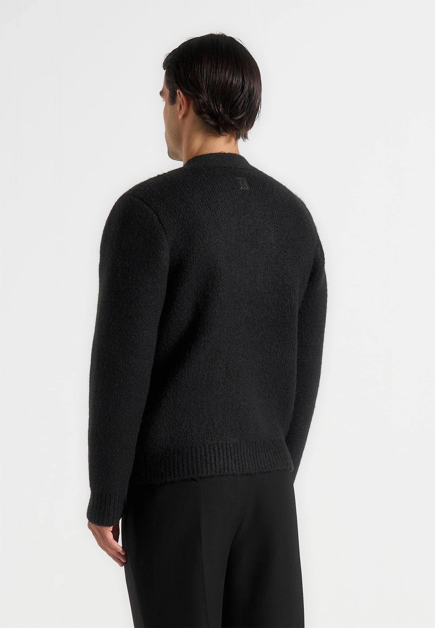 Breathable Mesh Paneling Aldo - Wool Knit Cardigan - Black