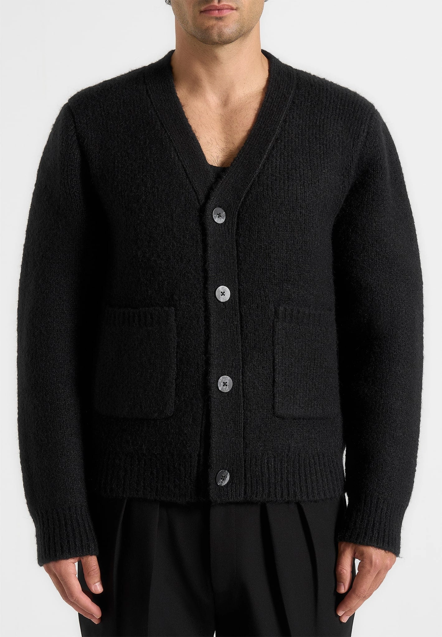 Aldo - Wool Knit Cardigan - Black Home Outfit Friction Resistant