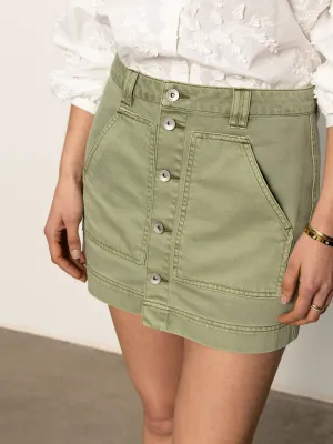 Laser Cut Edges StainResistantCoating All Buttoned Up Skirt Sage