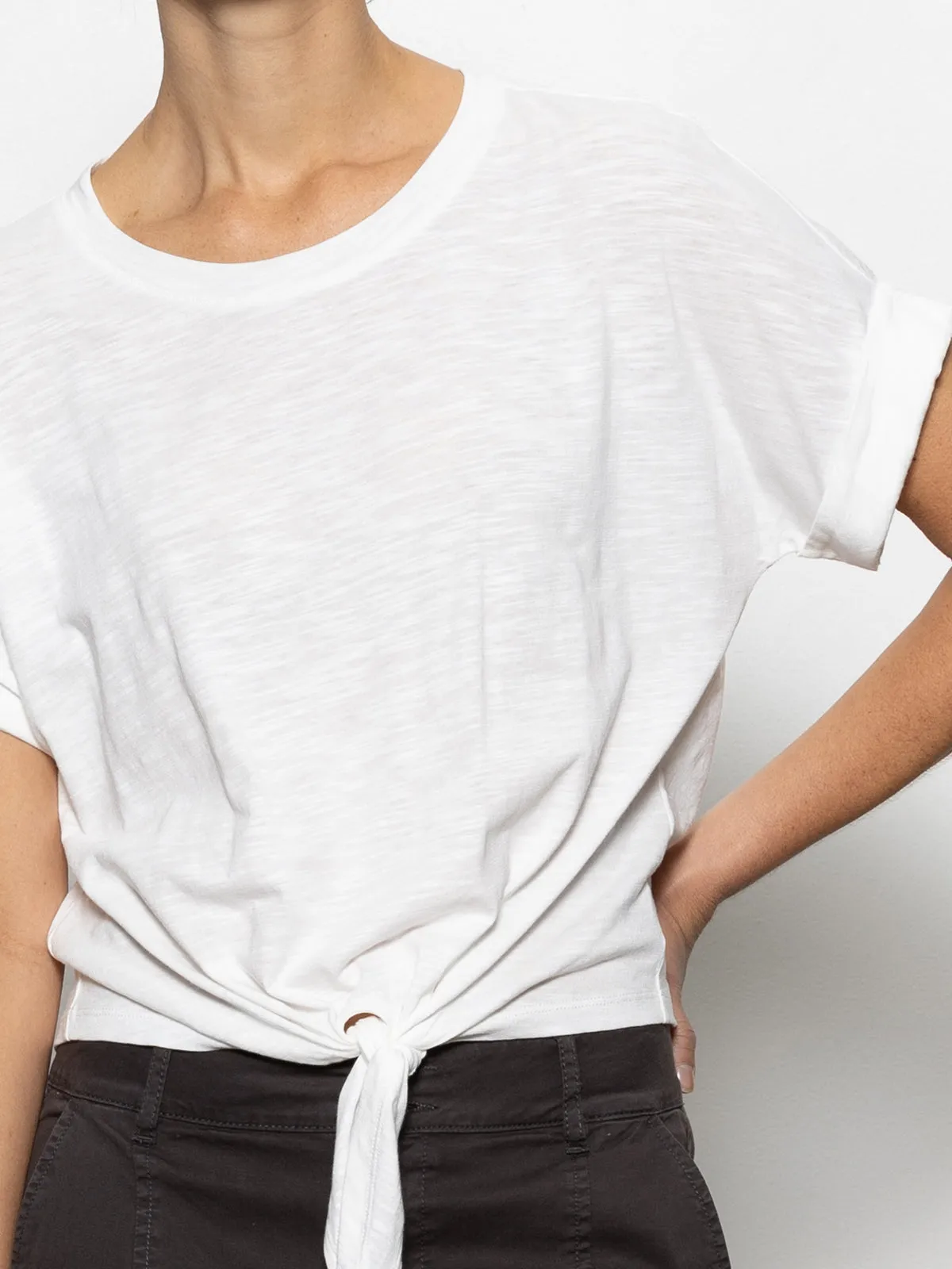 All Day Tie Tee White Silk combination