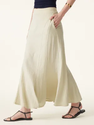 All Time Use Wrinkle-resistant Cotton-linen Pull-on Midi Skirt