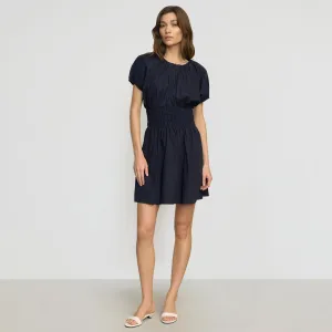 Timeless elegance Simple yet chic gown Kaci Cinched-Waist Organic Cotton Dress