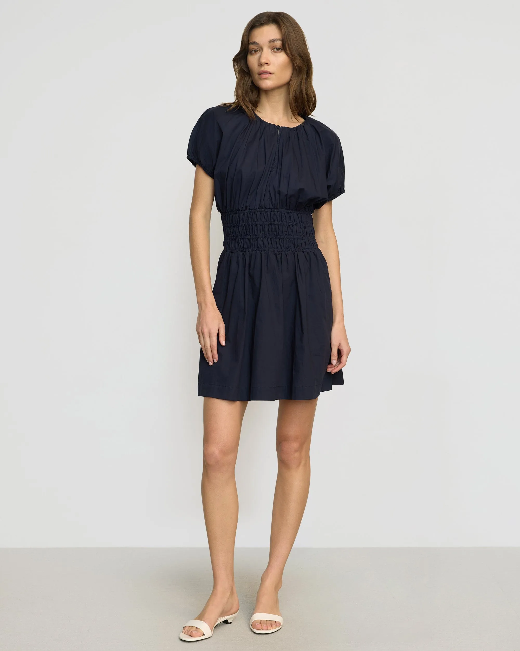 Kaci Cinched-Waist Organic Cotton Dress Light Touch Form Fitting