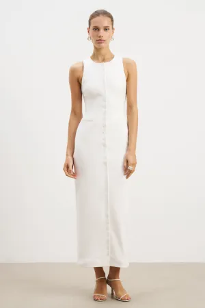 Tailored Button Down Maxi Dress - White Refined Form