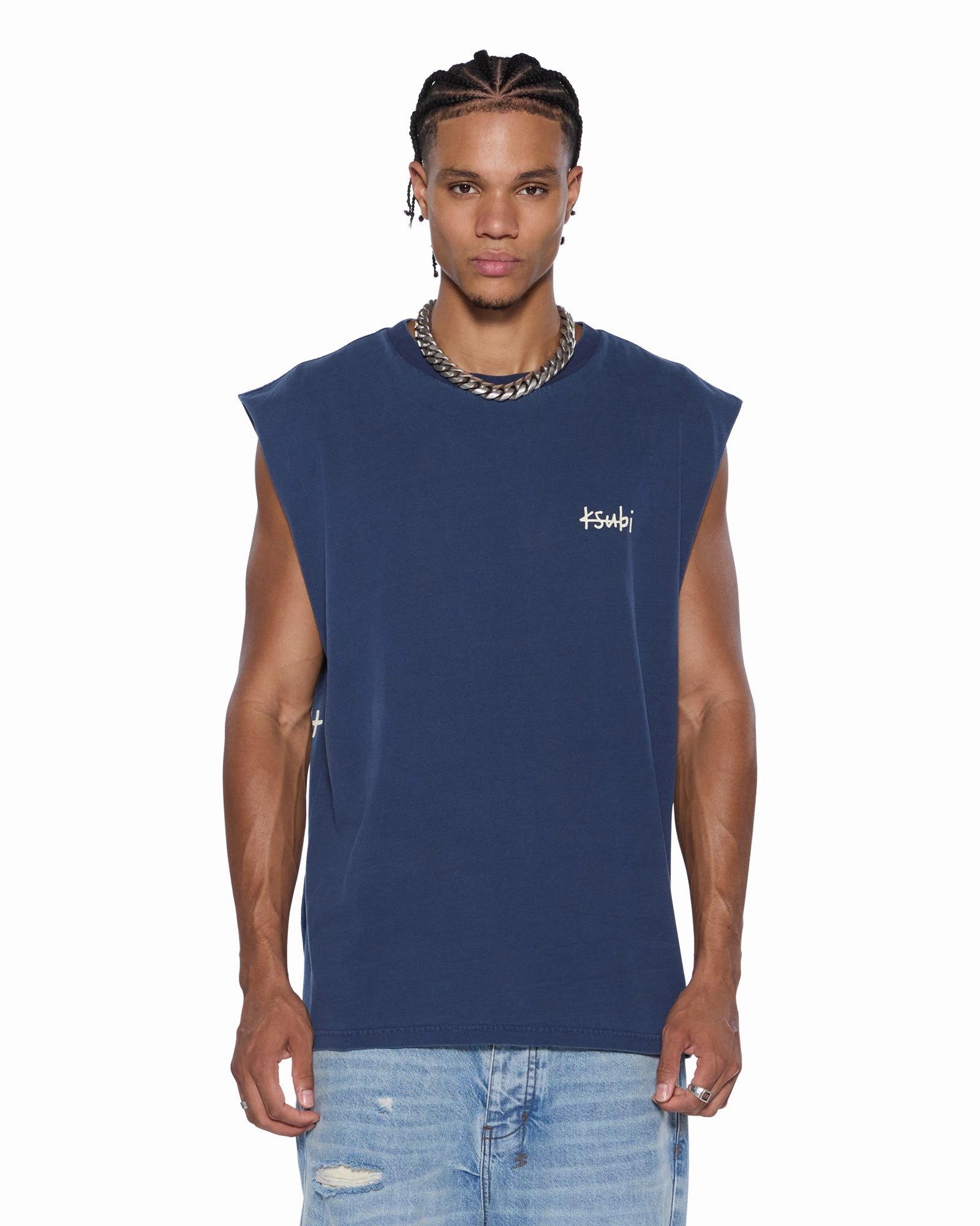 ALL DAY BIGGIE CUT OFF TEE DEEP Solid color purity Cozy Stretch Fit