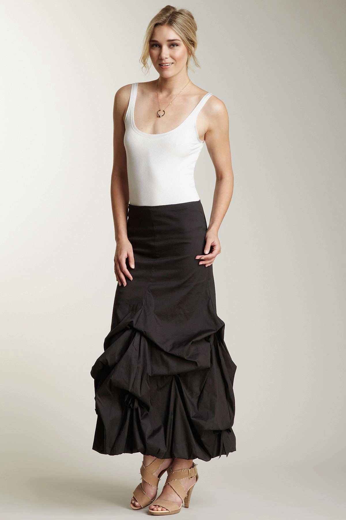 Stretch Poplin Balloon Skirt - Black Artistic Influence