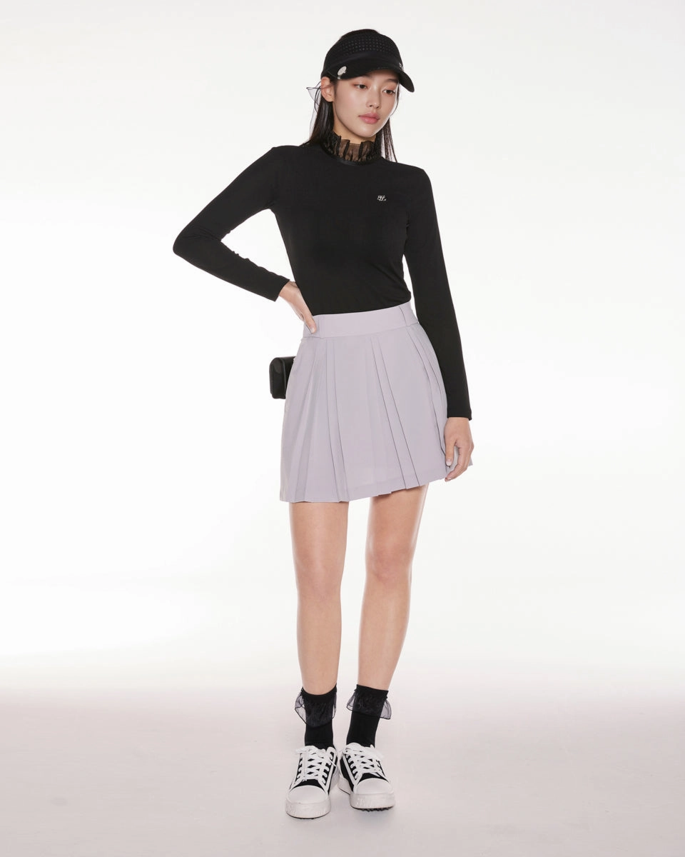 logo-embellished pleated skirt - Grey Easy Motion Diagonal Slit