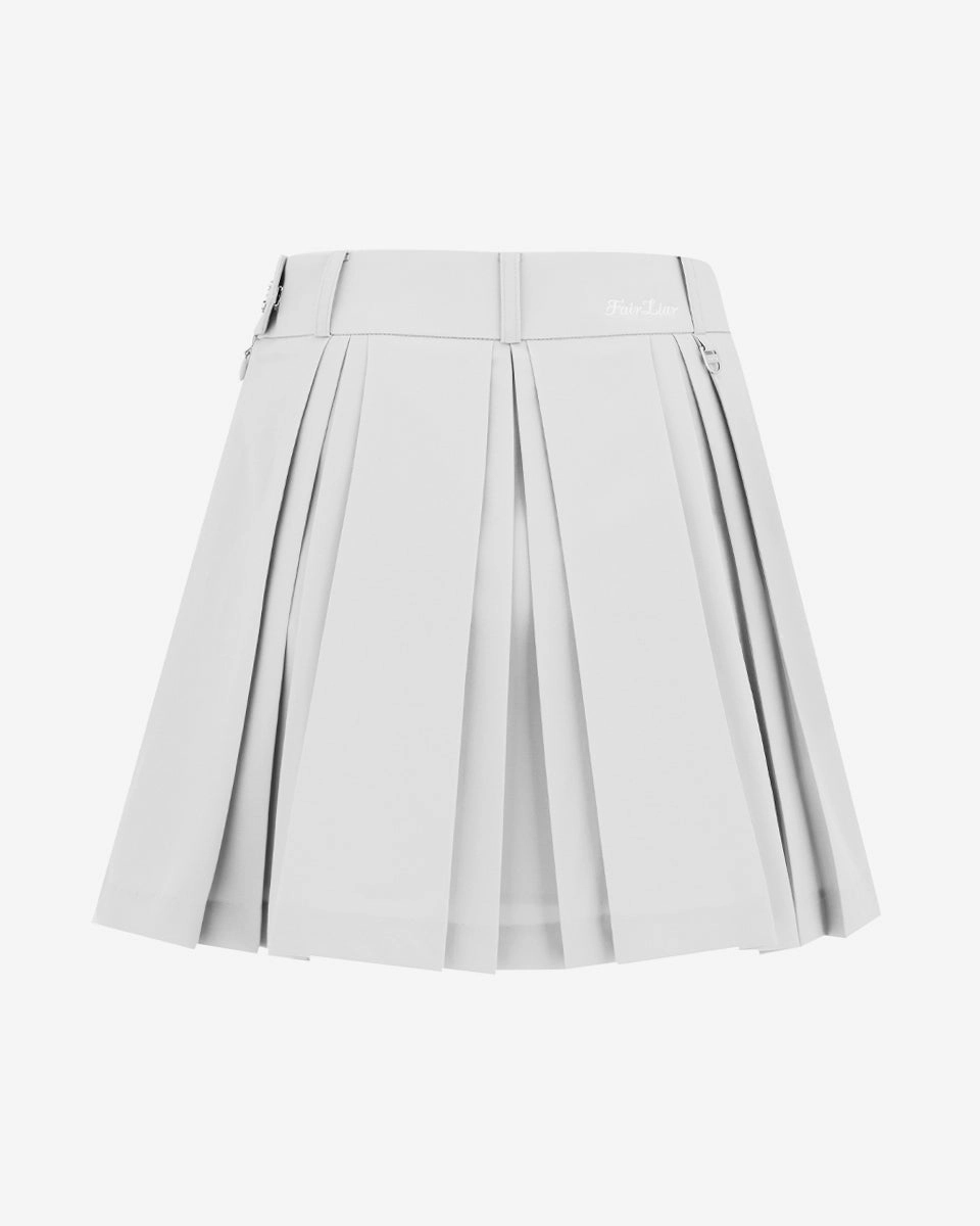 logo-embellished pleated skirt - Grey Daily Wear Soft Aesthetic