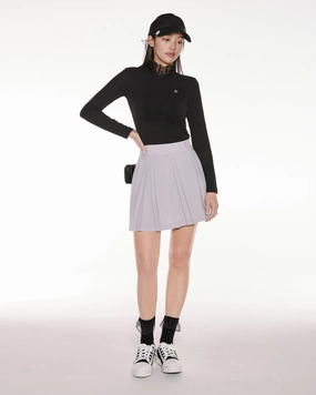 logo-embellished pleated skirt - Grey Easy Motion Diagonal Slit