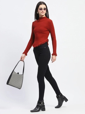 Madame Fur Cuffs and Hem Rust Red Sweater Cozy Piece