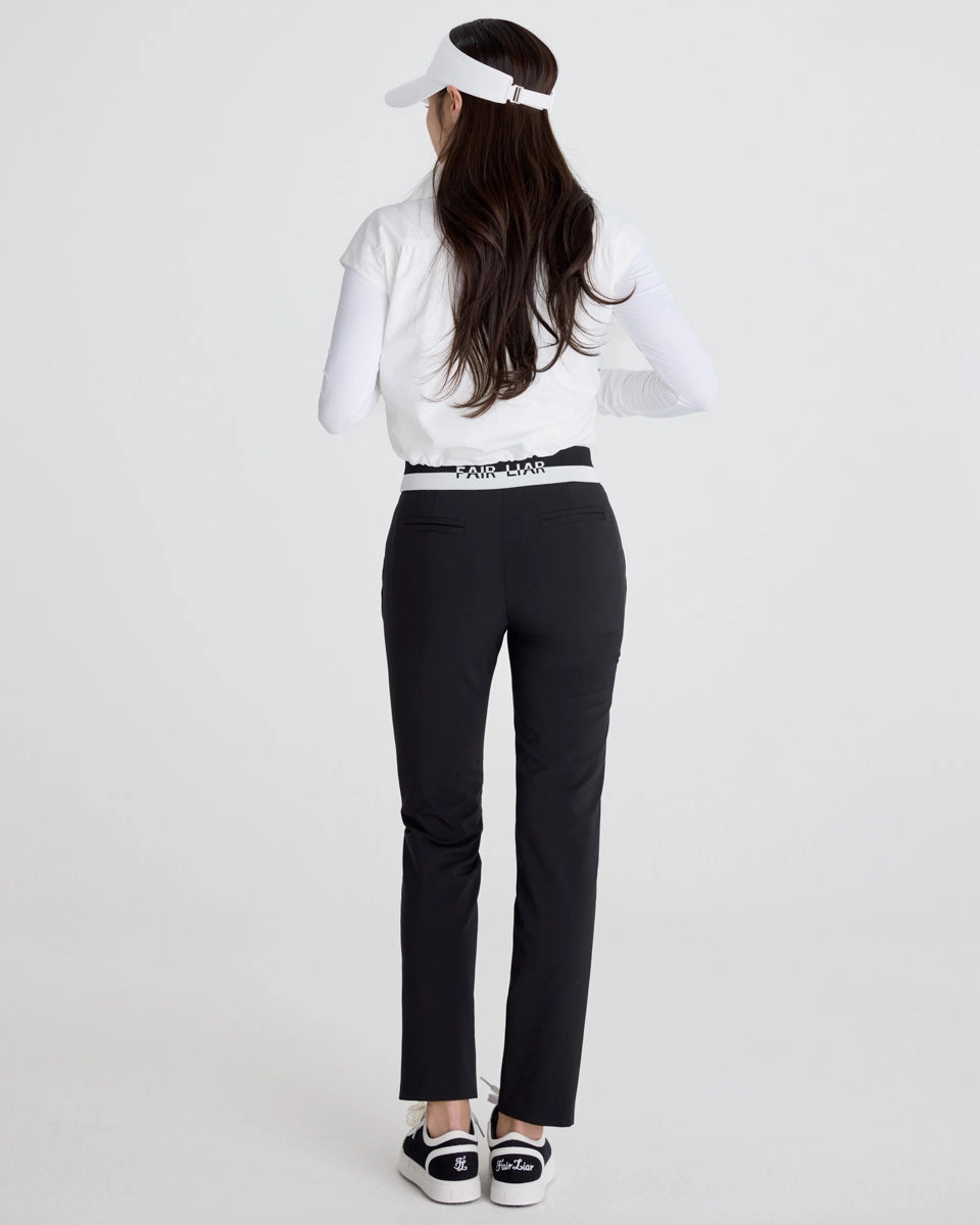 Back band straight fit pants - Black No Irritation Seams Quick Conversion Hem