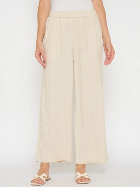 MeshPanel All-Purpose Madame Straight Fit Solid Beige Rayon Blend Trousers