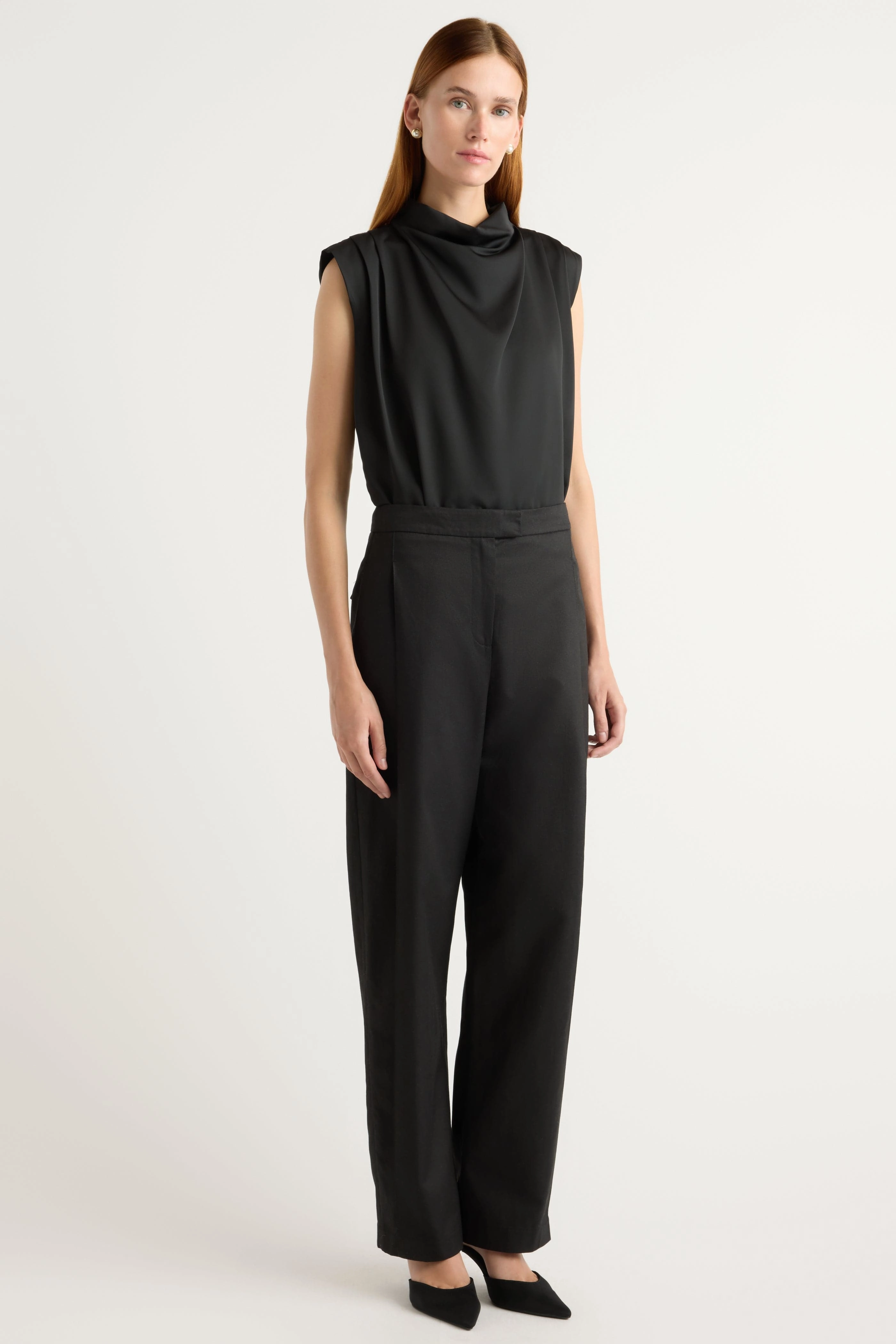 Allegra Gathered-Neck Sleeveless Blouse Sporty Sweatshirt