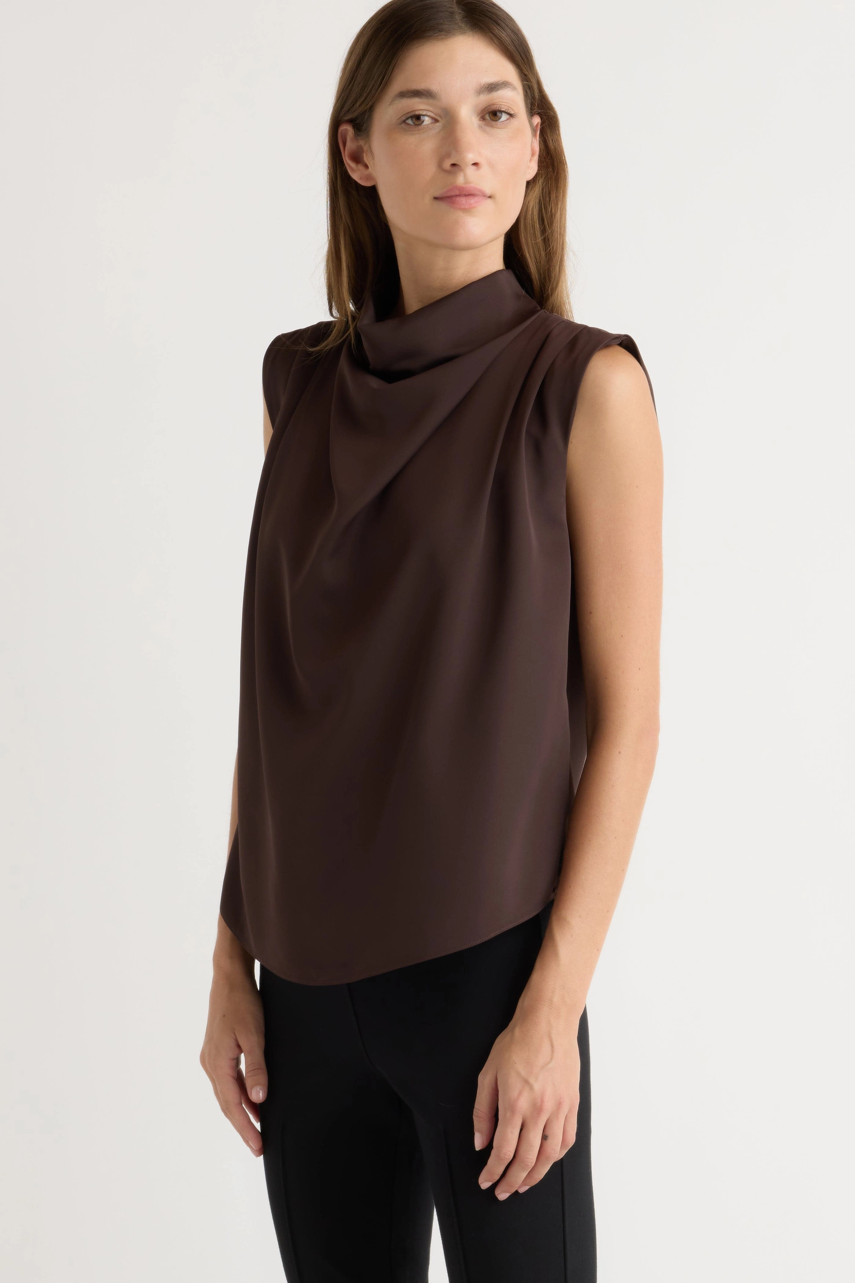 Allegra Gathered-Neck Sleeveless Blouse Tension Balanced Design VentilatedBack