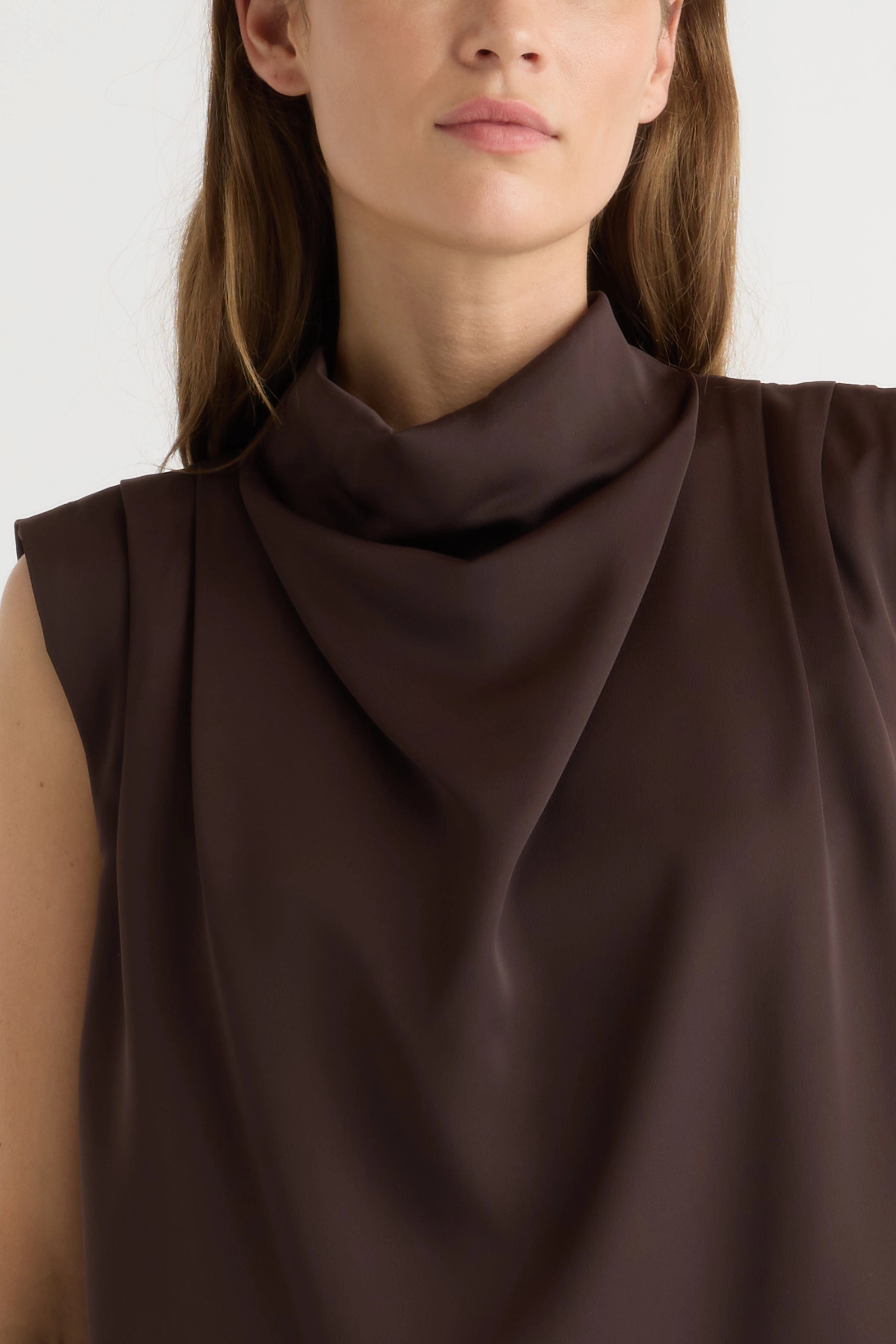 Allegra Gathered-Neck Sleeveless Blouse Sustainable Production Certified