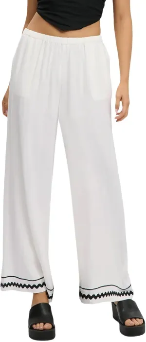 Allimy Women's Summer Casual Midi High Rise Flowy Wide Leg Linen Pants