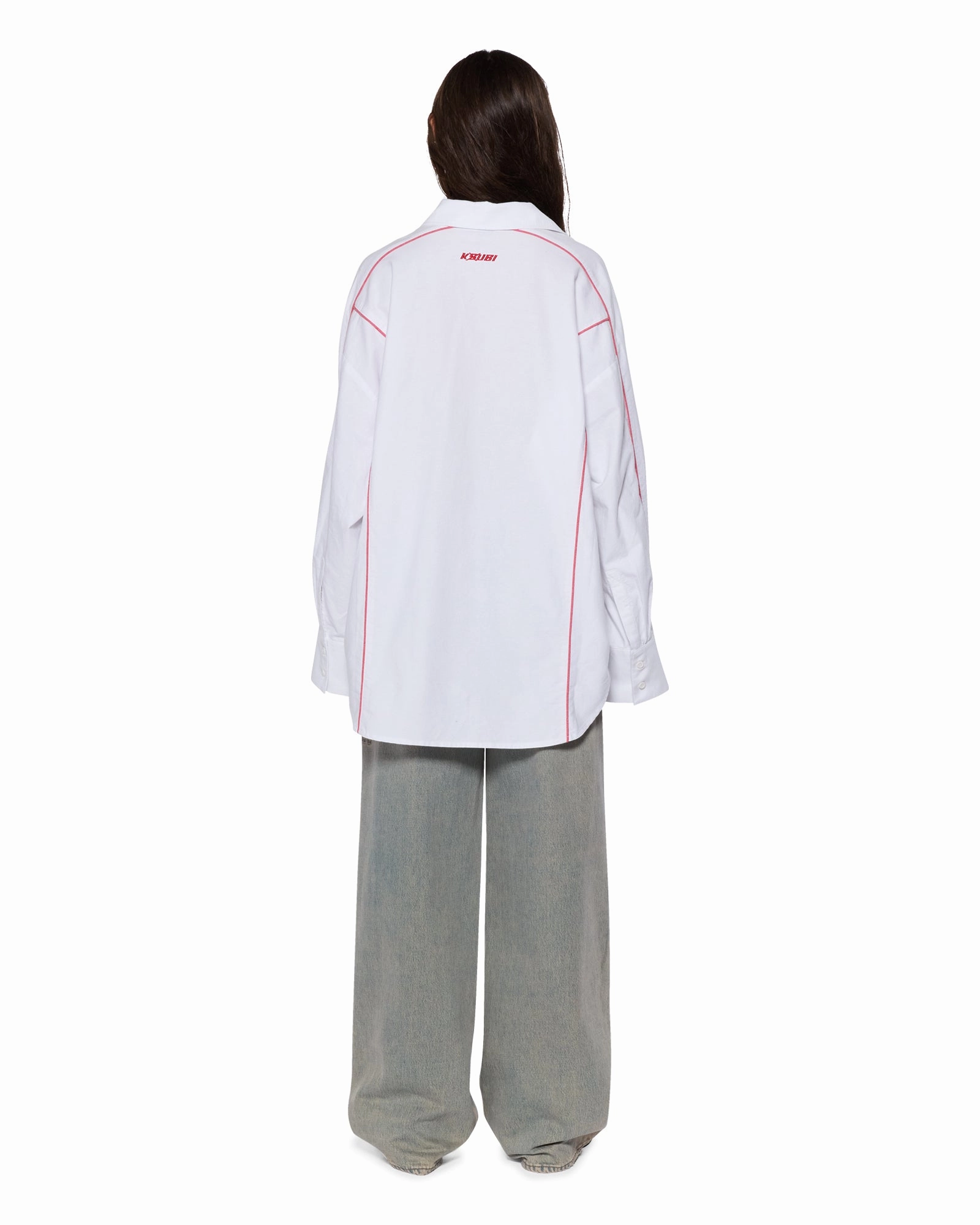 STINGER ASTRA LS SHIRT WHITE/RED OversizedFit Simple Cut