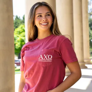 Alpha Chi Omega Block Letters Shirt - Crimson