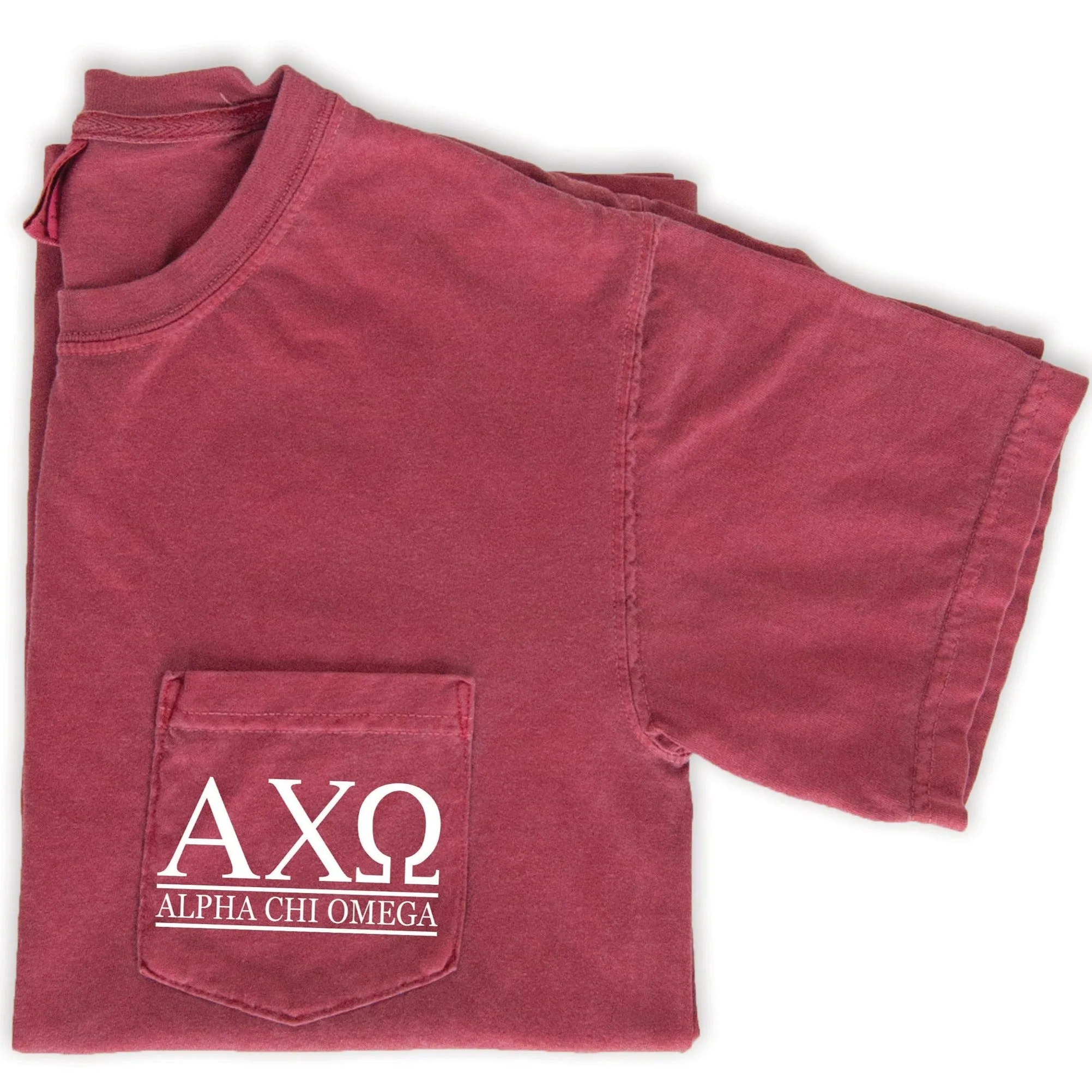 Alpha Chi Omega Block Letters Shirt - Crimson