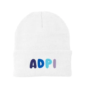 Alpha Delta Pi Bubble Embroidered Beanie - ADPI Pastel