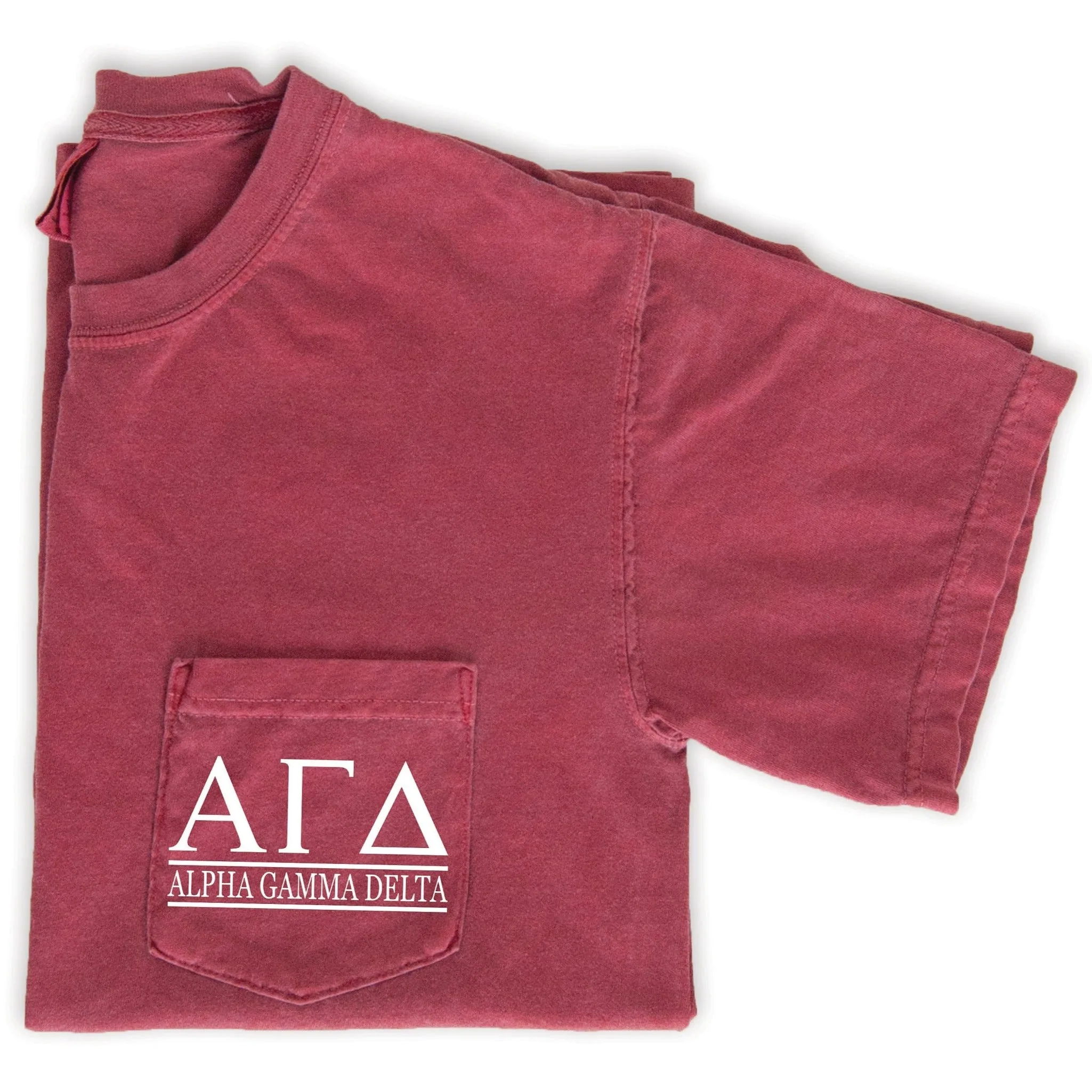 Alpha Gamma Delta Block Letters T-Shirt - Crimson